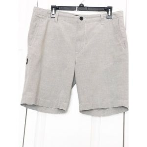 Kenneth Cole Mens Shorts in Gray and White Stripes with Flat Front